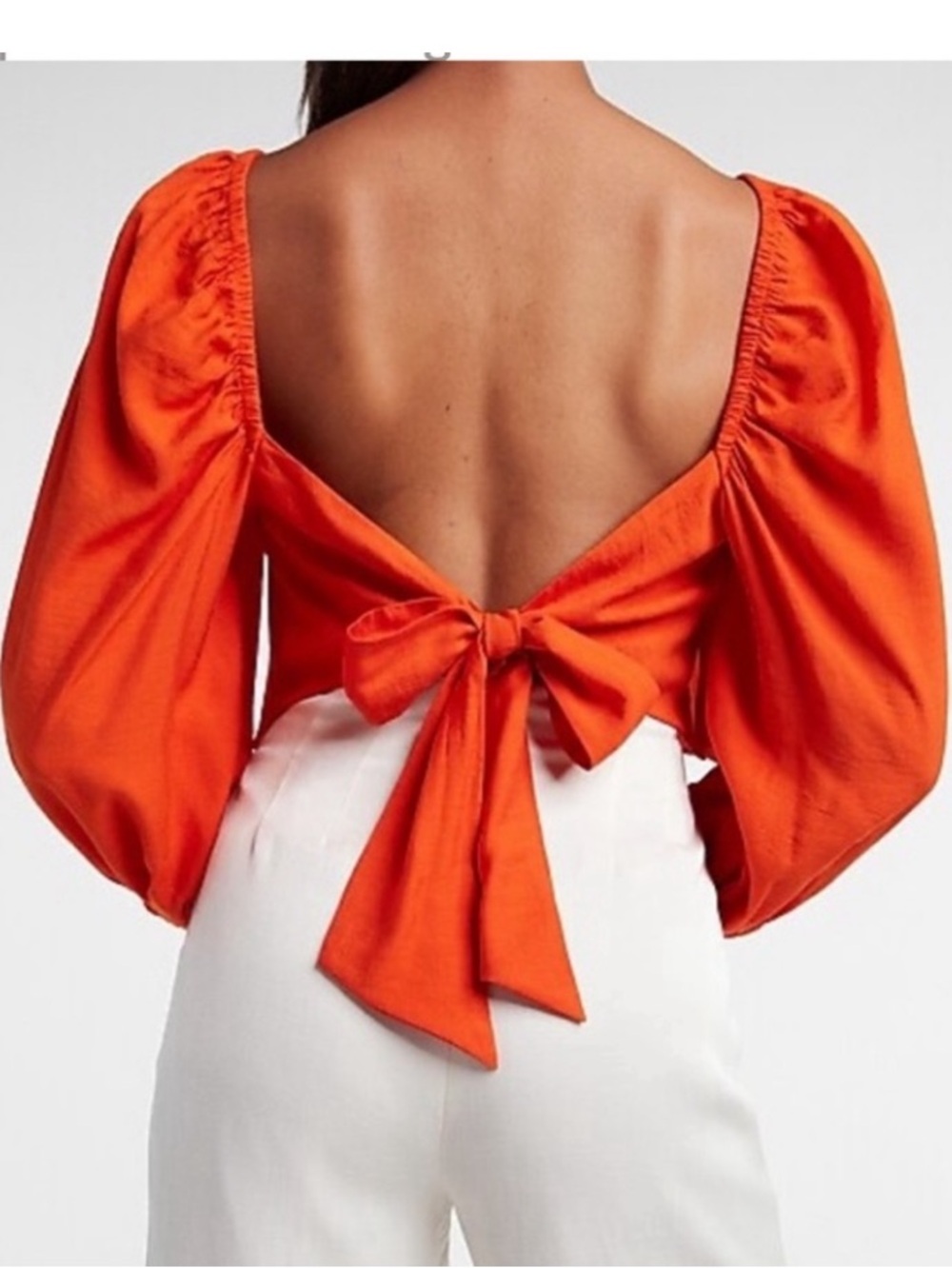 EXPRESS PUFFY SLEEVE OPEN BACK TOP NEW WITH TAG